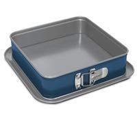 Guardini, Molde abatible cuadrado 24 x 24 cm, fondo antigoteo, acero producto con bajas emisiones de CO2 con nuevo revestimiento libre de PFAS, gris/azul, fabricado en Italia, línea XBake