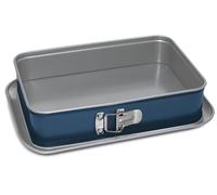Guardini, Molde abatible rectangular 19 x 28 cm, fondo antigoteo, acero producto con bajas emisiones de CO2 con nuevo revestimiento libre de PFAS, gris/azul, fabricado en Italia, línea XBake