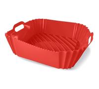 Guardini, Molde cuadrado con asas 22 x 22 cm, ideal para freidora de aire, silicona alimentaria, rojo, línea Air Fryer
