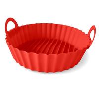 Guardini, Molde redondo con asas Ø 22 cm, ideal para freidora de aire, silicona alimentaria, rojo, Made in Italy, línea Air Fryer