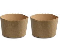 Guardini, Monouso, 2 Moldes altos para pan Dulce Ø 15,5cm (capacidad de hasta 750gr. de masa). Material: Papel de Horno, Color Beige. (Paquete de 2)