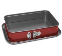 Guardini Rossana 2.0 - Molde abatible rectangular con antigoteo, con revestimiento antiadherente de doble capa, de acero Hi-Top, 19 x 28 x 7 cm, rojo y gris