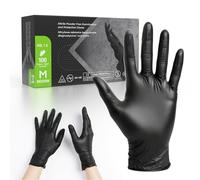 GUARDIS Guantes de nitrilo negros 100 unidades, talla M, sin polvo, protección desechable, sin látex, para medicina, gastronomía, tatuajes, cosméticos, taller y hogar