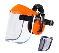 GUARDLEAD Careta Desbrozadora con Doble visera (Transparente EN16321-1 + Malla EN16321-3) y Orejeras EN352-1 Certificado CE Para Jardinería, Carpintería y Desbrozadoras