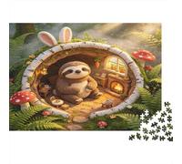 Guarida de Perezoso en el Bosque Puzzle de 1000 Piezas Papel para Adultos Bosque Encantado con Hongos Relajante Decoración Hogar Diversión Familiar Regalo 70x50cm/1000pcs