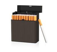 Guartinx Pitillera grande de metal para 40 cigarrillos, tamaño XXL, con cierre a presión, regalo para amantes del tabaquismo, color negro