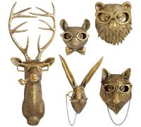 GUASDIE Decoración de pared de cabezas de animales, soporte de cabeza de ciervo sintético, esculturas de animales, decoración de pared de cabeza de animal de resina, decoración para colgar en la pared