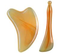 Guasha Set Gua Sha, 2 herramientas de resina Gua Sha para cara y cuerpo, herramientas de masaje para el cuidado de la piel con tabla de raspar de doble color y palo de acupresión