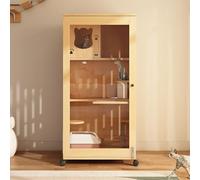 GUAWJRZDP 3 Niveles Jaula para Gatos, Parque Infantil De Madera for Gatos, Jaula Gatos, con Luz, Transpirable, Color Madera Original, con Plataformas, for Animales Pequeños(23.6x23.6x47.2in)
