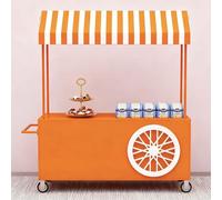 GUAWJRZDP Carro de Hierro for Vendedores al Aire Libre con Dosel, Carro Portátil con Ruedas, Soporte de Exhibición for Puestos de Mercado for Calles/Eventos/Playas(Orange,200cm/78.7in)