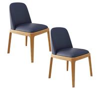 GUAWJRZDP Juego de 2/4 Sillas de Comedor de Madera, Asiento Acolchado, Sillas de Cocina, Sin Brazos y con Respaldo Curvo, para Sala de Estudio, Balcón y Lectura(Blue+Wood,2PCS)
