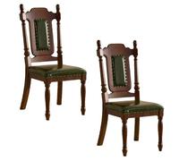 GUAWJRZDP Juego de 4 Sillas de Comedor de Madera, Sillas de Cocina con Respaldo Alto, Silla Comedor Vintage, Asiento Acolchado Sin Brazos, Comedor, Cafetería, Restaurante(Brown+Green,2PCS)