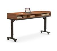 GUAWJRZDP Mesa Auxiliar Ajustable En Altura para Cama con Cajón, Mesa con Ruedas para Colocar sobre La Cama, Escritorio Móvil con Separador, Estación de Trabajo para Portátil(Brown+Black,70.9"x23.6")