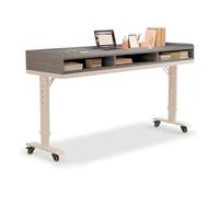 GUAWJRZDP Mesa Auxiliar Ajustable En Altura para Cama con Cajón, Mesa con Ruedas para Colocar sobre La Cama, Escritorio Móvil con Separador, Estación de Trabajo para Portátil(Gray,47.2"x15.7")