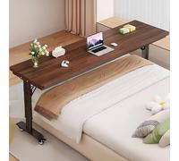 GUAWJRZDP Mesa Auxiliar con Ruedas para Cama, Mesa Ajustable En Altura para Usar sobre La Cama, Mesa de Sobrecama Carrito, Estación de Trabajo para Portátil(Brown+Black,100cm/39.3in)