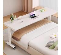 GUAWJRZDP Mesa Auxiliar con Ruedas para Cama, Mesa Ajustable En Altura para Usar sobre La Cama, Mesa de Sobrecama Carrito, Estación de Trabajo para Portátil(Wit,130cm/51.1in)