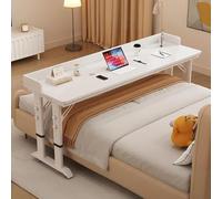GUAWJRZDP Mesa Auxiliar para Cama Ajustable En Altura con Ruedas, Mesita de Noche con Ruedas, Escritorio Portátil para Cama con Separador, para Uso En El Hogar U Oficina(Wit,220cm/86.6'')