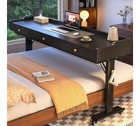 GUAWJRZDP Mesa de Cama Ajustables para Cama con Ruedas, Escritorio para Cama con Manivela, Mesa sobre La Cama Móviles con Cajón, Escritorio Portátil para Usar sobre La Cama(Nero,130cm/51.1'')