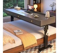 GUAWJRZDP Mesa de Cama Ajustables para Cama con Ruedas, Escritorio para Cama con Manivela, Mesa sobre La Cama Móviles con Cajón, Escritorio Portátil para Usar sobre La Cama(Gray+Black,210cm/82.6'')