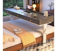 GUAWJRZDP Mesa de Cama Ajustables para Cama con Ruedas, Escritorio para Cama con Manivela, Mesa sobre La Cama Móviles con Cajón, Escritorio Portátil para Usar sobre La Cama(Gray+White,230cm/90.5'')