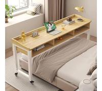 GUAWJRZDP Mesa de Cama con Ruedas y Cajones, Mesa sobre La Cama con Separadores, Escritorio Móvil con Ruedas para Usar Junto A La Cama, Mesa Portátil para Portátil O Computadora(Wood,200cm/78.7")