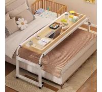 GUAWJRZDP Mesa de Cama Extensible con Ruedas, Mesas Rodantes para Cama, Escritorio para Cama Tamaño King, Mesa para Portátil con Separador para Oficina En Casa(Natural,L 120CM/47.2IN)
