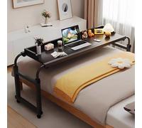 GUAWJRZDP Mesa de Cama Extensible con Ruedas, Mesas Rodantes para Cama, Escritorio para Cama Tamaño King, Mesa para Portátil con Separador para Oficina En Casa(Nero,L 140CM/55.1IN)