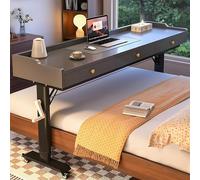 GUAWJRZDP Mesa sobre La Cama con Ruedas, Mesa para Cama con Altura Ajustable y Cajón, Escritorio Móvil para Cama, Carrito Portátil para Ordenador para Trabajar(Gray+Black,230cm/90.5'')