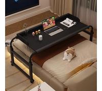 GUAWJRZDP Mesa sobre La Cama con Ruedas, Mesas para Cama Ajustables En Altura y Ancho, Escritorio Móvil para Cama con Barreras de Seguridad, Mesas de Cama Médica Rodante(Nero,140x40cm/55.1x15.7in)