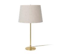 Lámpara de mesa Gubi 9205, latón, pantalla Canvas, altura 58 cm