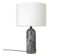 GUBI Lámpara de mesa Gravity L mármol gris + pantalla blanca