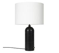 GUBI Lámpara de mesa Gravity L mármol negro + pantalla blanca
