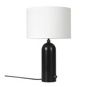 GUBI Lámpara de mesa Gravity S acero ennegrecido + pantalla blanca