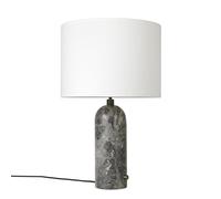 GUBI Lámpara de mesa Gravity S mármol gris + pantalla blanca