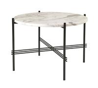 GUBI Mesa auxiliar TS con patas negras Ø 55 cm mármol blanco