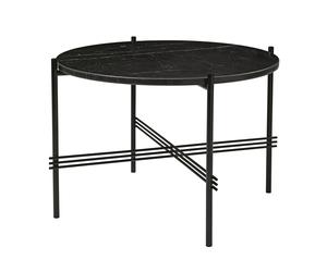 GUBI Mesa auxiliar TS con patas negras Ø 55 cm mármol negro