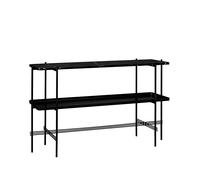 GUBI Mesa consola TS 120x30x72 cm Black marquina marble. base negra. con bandeja
