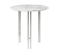 GUBI Mesa de centro IOI Ø50 cm cromo-latón-mármol blanco