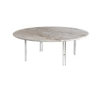 GUBI Mesa de centro IOI Rippled beige-soporte cromo ø100 cm