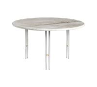 GUBI Mesa de centro IOI Rippled beige-soporte cromo ø70 cm