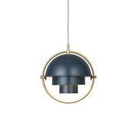 Gubi Multi-Lite, lámpara de suspensión, latón/azul oscuro - ø22,5 cm