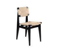 GUBI Silla C-Chair Black stained oak. asiento y respaldo trenzado natural