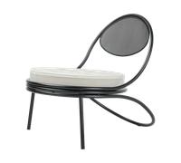 GUBI Silla Copacabana Outdoor Lounge Chair con asiento tapizado Leslie stripe limonta 020-patas negras
