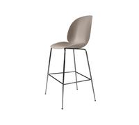 GUBI Taburete bar Beetle alto New beige. base de acero cromado negro
