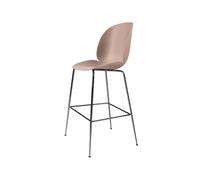 GUBI Taburete bar Beetle alto Sweet pink. base de acero cromado negro