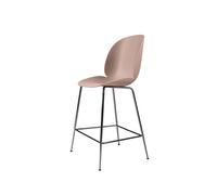 GUBI Taburete bar Beetle bajo Sweet pink. base de acero cromado negro