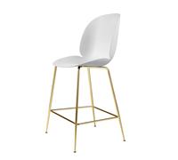 GUBI Taburete de bar de plástico Beetle con patas de bronce Blanco