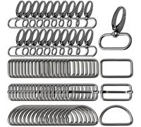 GUBOCA 100 PCS Hebillas Metalicas,20 Mosquetón Giratorio,30 Anillo en D,30 Hebilla de Tres Correderas,20 Anillo Rectangular,Adecuado para Accesorios de Bolsos de Bricolaje (Negro, 25 mm)