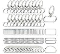 GUBOCA 100 PCS Hebillas Metalicas,20 Mosquetón Giratorio,30 Anillo en D,30 Hebilla de Tres Correderas,20 Anillo Rectangular,Adecuado para Accesorios de Bolsos de Bricolaje (Plata, 38 mm)