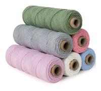 GUBOCA Hilo Macrame 2mm x 100m,6 Pezzi Set,6 Colores Cuerda Macrame para Manualidades,Tejidos,Bohemia Decoración (6 Colores A)